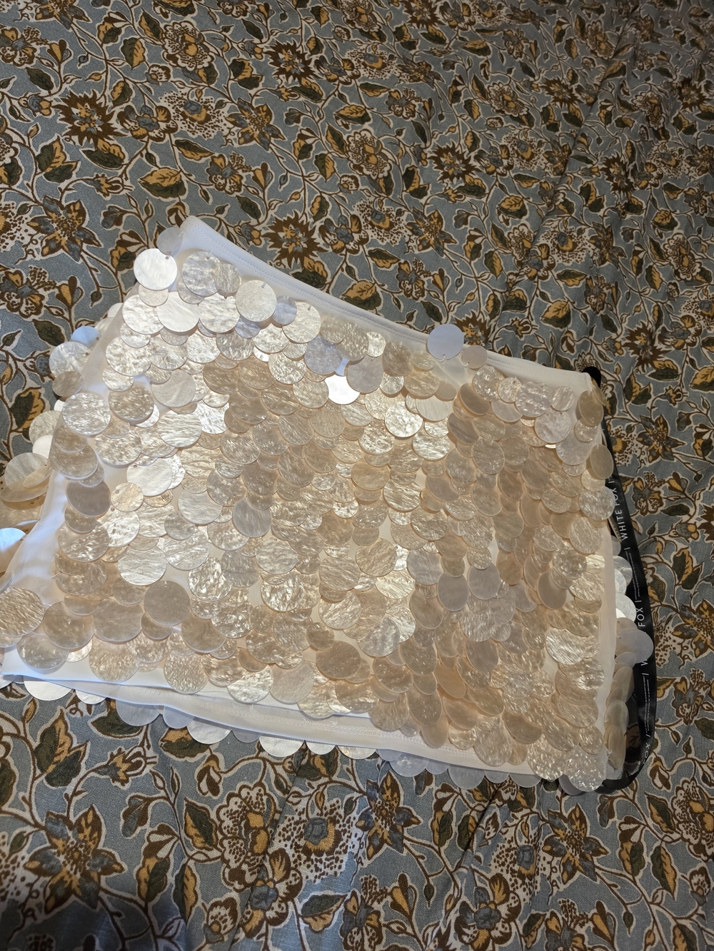 White Fox Boutique Pearl White Sequin Mini Skirt